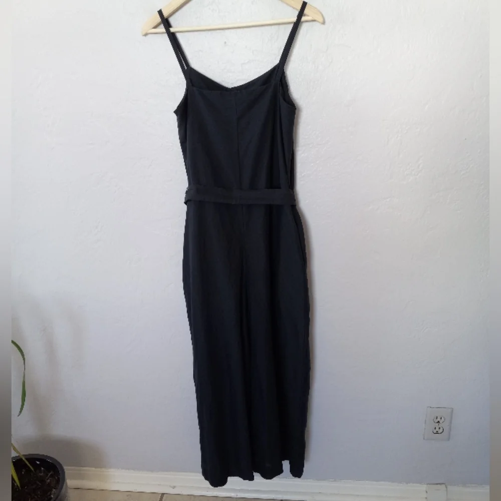 COS Linen Belted Wide Leg Jumpsuit Black 4